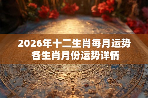 2026年十二生肖每月运势 各生肖月份运势详情