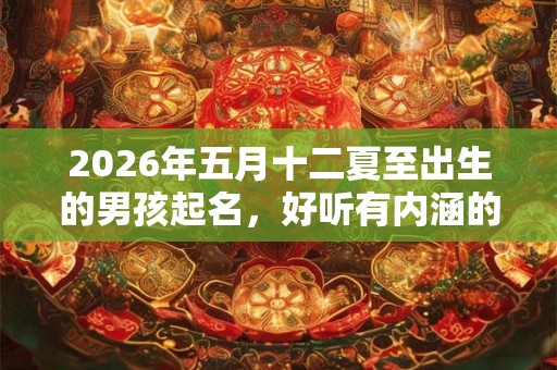 2026年五月十二夏至出生的男孩起名,好听有内涵的名字推荐 2026年五月十二夏至出生的男孩起名,好听有内涵的名字推荐