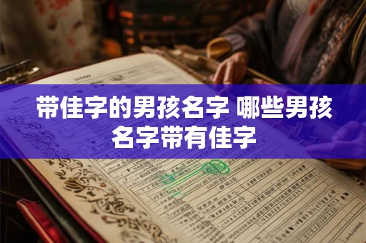 带佳字的男孩名字 哪些男孩名字带有佳字