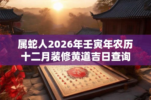 属蛇人2026年壬寅年农历十二月装修黄道吉日查询