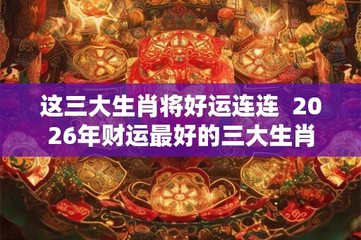 这三大生肖将好运连连  2026年财运最好的三大生肖