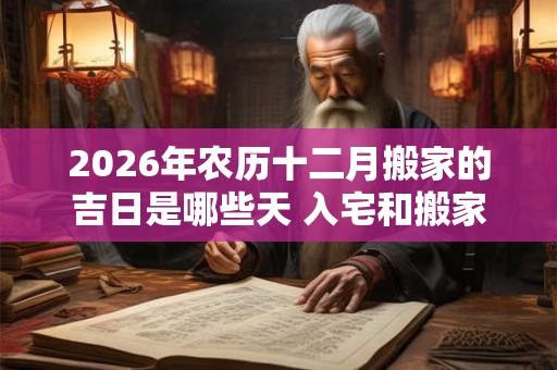 2026年农历十二月搬家的吉日是哪些天 入宅和搬家一样吗
