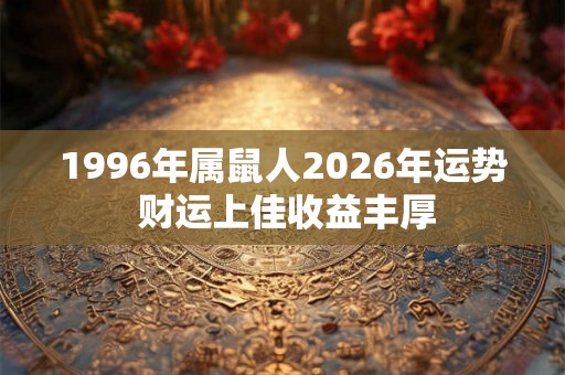 1996年属鼠人2026年运势 财运上佳收益丰厚