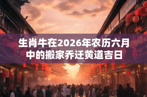 生肖牛在2026年农历六月中的搬家乔迁黄道吉日 生肖牛在2026年农历六月中的搬家乔迁黄道吉日