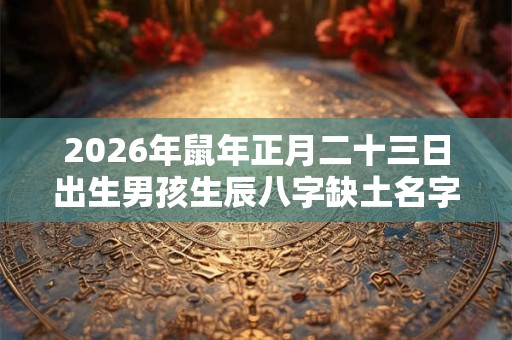 2026年鼠年正月二十三日出生男孩生辰八字缺土名字推荐