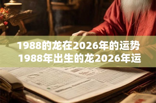 1988的龙在2026年的运势 1988年出生的龙2026年运势如何 1988的龙在2026年的运势 1988年出生的龙2026年运势如何