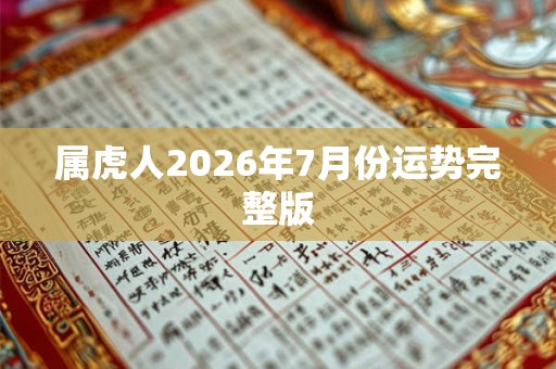 属虎人2026年7月份运势完整版
