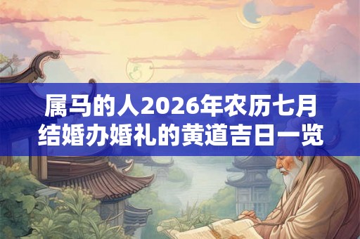 属马的人2026年农历七月结婚办婚礼的黄道吉日一览！