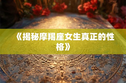 《揭秘摩羯座女生真正的性格》