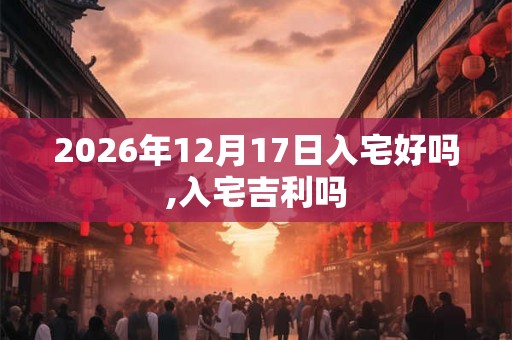 2026年12月17日入宅好吗,入宅吉利吗
