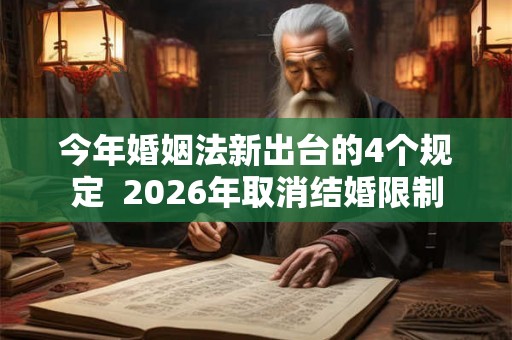 今年婚姻法新出台的4个规定  2026年取消结婚限制