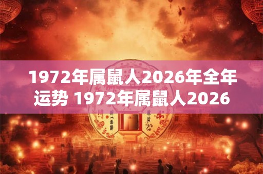 1972年属鼠人2026年全年运势 1972年属鼠人2026年运势如何