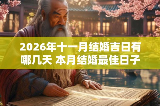 2026年十一月结婚吉日有哪几天 本月结婚最佳日子