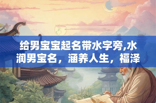 给男宝宝起名带水字旁,水润男宝名，涵养人生，福泽未来