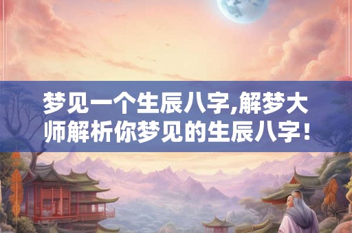 梦见一个生辰八字,解梦大师解析你梦见的生辰八字! 梦见一个生辰八字,解梦大师解析你梦见的生辰八字!