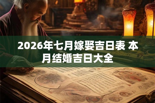 2026年七月嫁娶吉日表 本月结婚吉日大全
