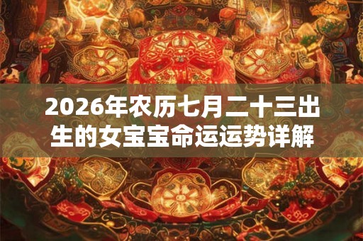 2026年农历七月二十三出生的女宝宝命运运势详解