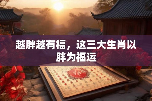 越胖越有福，这三大生肖以胖为福运