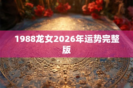 1988龙女2026年运势完整版