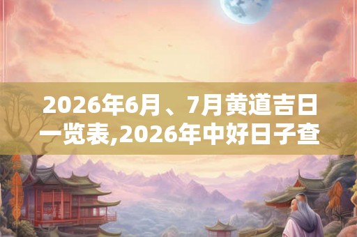 2026年6月、7月黄道吉日一览表,2026年中好日子查询