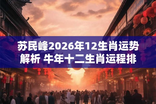 苏民峰2026年12生肖运势解析 牛年十二生肖运程排行榜