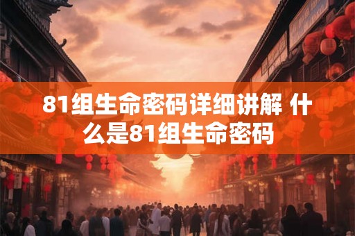 81组生命密码详细讲解 什么是81组生命密码