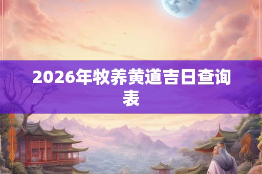 2026年牧养黄道吉日查询表