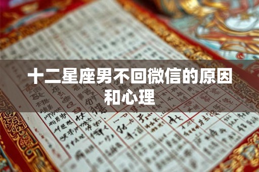 十二星座男不回微信的原因和心理