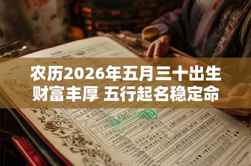 农历2026年五月三十出生财富丰厚 五行起名稳定命运