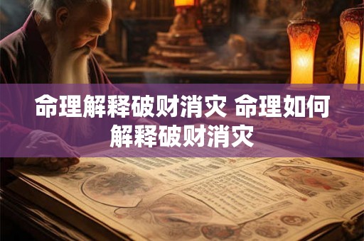 命理解释破财消灾 命理如何解释破财消灾
