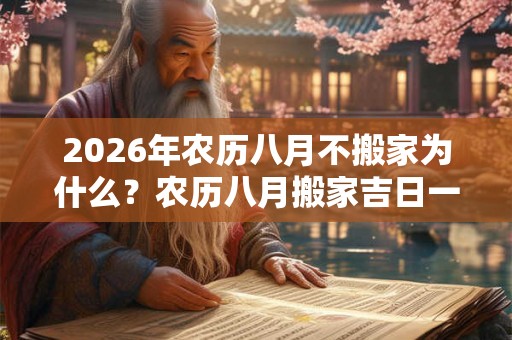 2026年农历八月不搬家为什么？农历八月搬家吉日一览！
