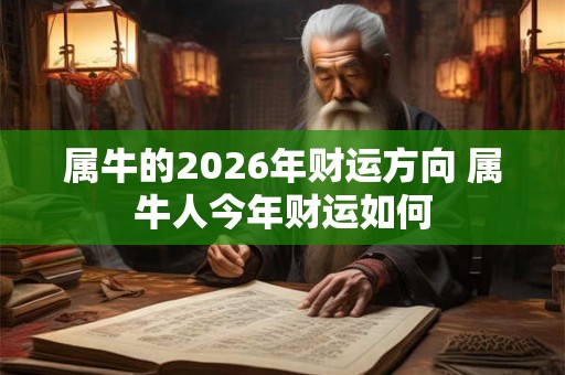 属牛的2026年财运方向 属牛人今年财运如何