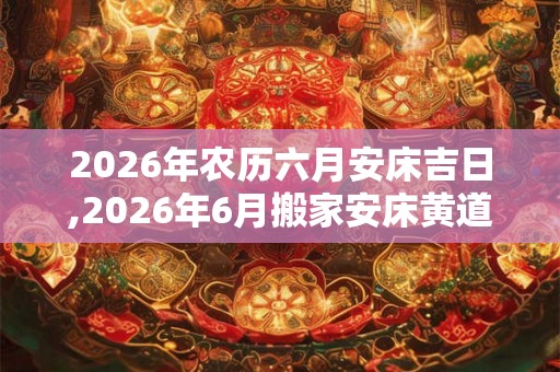 2026年农历六月安床吉日,2026年6月搬家安床黄道吉日