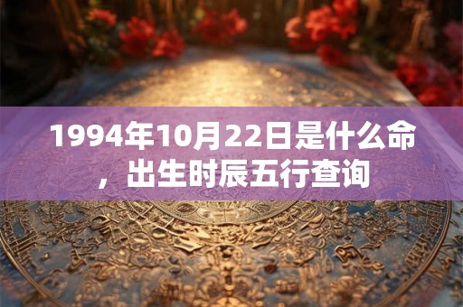 1994年10月22日是什么命，出生时辰五行查询