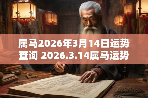 属马2026年3月14日运势查询 2026.3.14属马运势分析