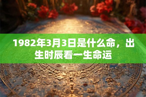 1982年3月3日是什么命，出生时辰看一生命运