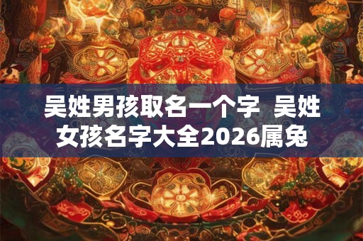 吴姓男孩取名一个字  吴姓女孩名字大全2026属兔
