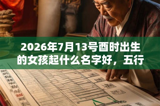 2026年7月13号酉时出生的女孩起什么名字好，五行是什么？