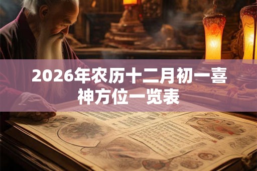 2026年农历十二月初一喜神方位一览表