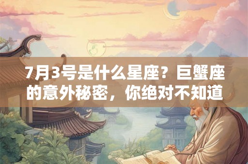 7月3号是什么星座？巨蟹座的意外秘密，你绝对不知道！
