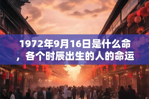 1972年9月16日是什么命，各个时辰出生的人的命运