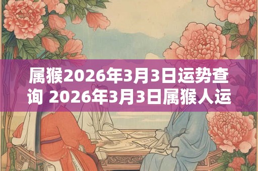 属猴2026年3月3日运势查询 2026年3月3日属猴人运势好吗