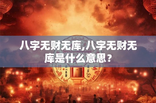 八字无财无库,八字无财无库是什么意思? 八字无财无库,八字无财无库是什么意思?