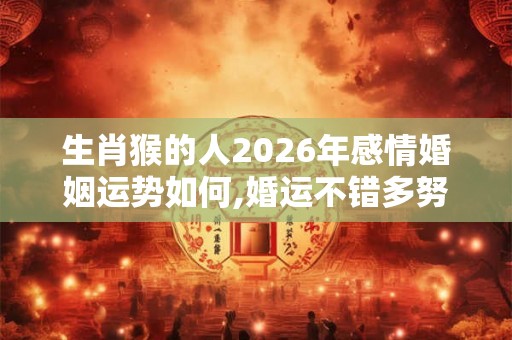 生肖猴的人2026年感情婚姻运势如何,婚运不错多努力 生肖猴的人2026年感情婚姻运势如何,婚运不错多努力