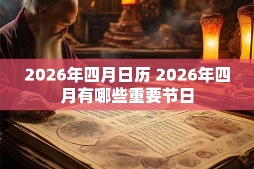 2026年四月日历 2026年四月有哪些重要节日