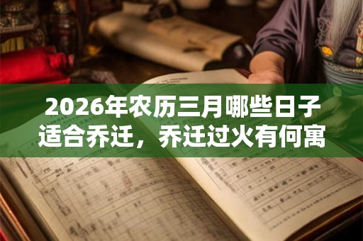 2026年农历三月哪些日子适合乔迁,乔迁过火有何寓意 2026年农历三月哪些日子适合乔迁,乔迁过火有何寓意
