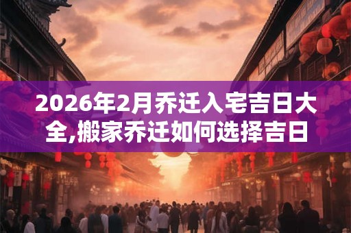 2026年2月乔迁入宅吉日大全,搬家乔迁如何选择吉日
