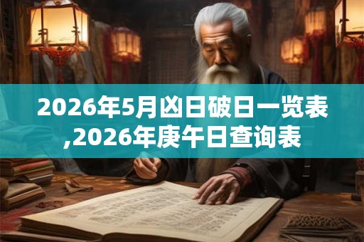 2026年5月凶日破日一览表,2026年庚午日查询表