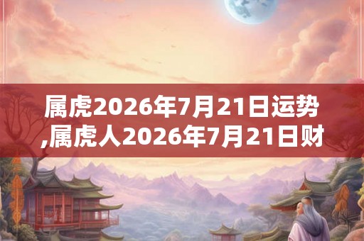 属虎2026年7月21日运势,属虎人2026年7月21日财运,生肖虎2026年7月21日运势