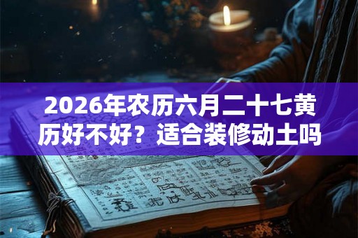 2026年农历六月二十七黄历好不好？适合装修动土吗？